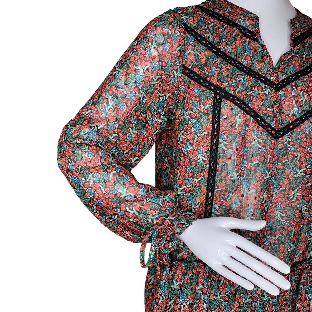 Matilda Jane Women Sheer Top Size Small Long Sleeve Romantic Floral Print - Picture 4 of 10